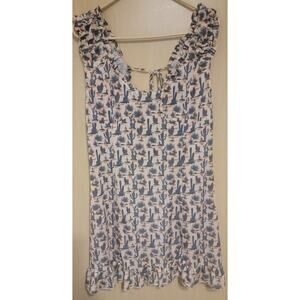 COWGIRL LEGEND Tie Back Sundress Dress Women's size Lg All Over Cactus Print